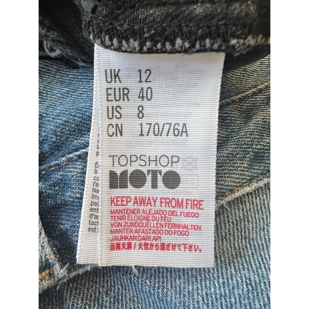 Topshop Moto Ashley Denim Shorts Bundle 2 Pair Black & Blue Distressed Size: 8 - Picture 7 of 7